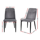 Set of 2 Dining Chairs Retro Chair Replica New metal Legs High Back Velvet Grey
