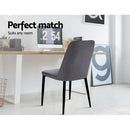 Set of 2 Dining Chairs Retro Chair Replica New metal Legs High Back Velvet Grey