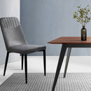Set of 2 Dining Chairs Retro Chair Replica New metal Legs High Back Velvet Grey