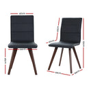 Set of 2 Dining Chairs Retro Chair New metal Legs High Back PU Leather Black