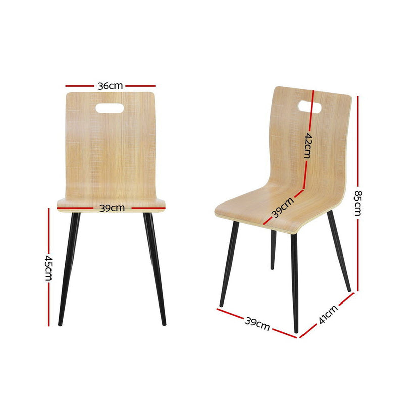 Set of 4 Dining Chairs Bentwood Seater Metal Legs Cafe Kitchen Chair Wooden