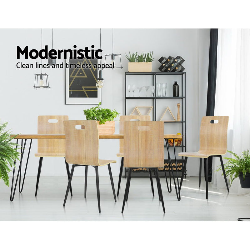 Set of 4 Dining Chairs Bentwood Seater Metal Legs Cafe Kitchen Chair Wooden