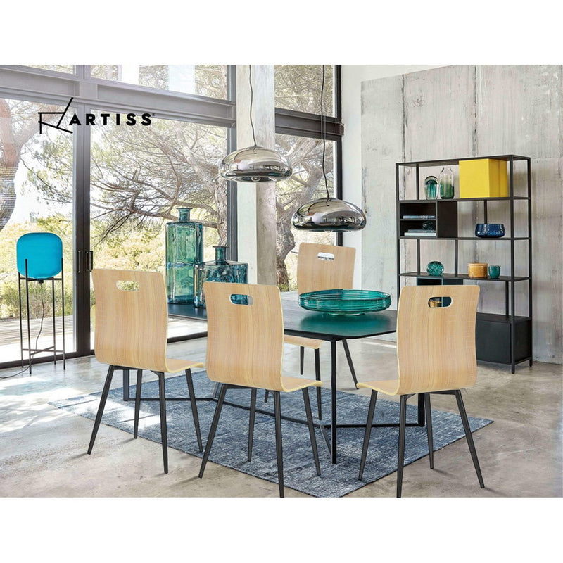Set of 4 Dining Chairs Bentwood Seater Metal Legs Cafe Kitchen Chair Wooden