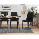 Set of 2 Dining Chairs Replica Kitchen Chair Black Fabric Padded Retro Iron Leg