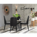 Set of 2 Dining Chairs Replica Kitchen Chair Black Fabric Padded Retro Iron Leg