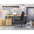 Set of 2 Dining Chairs Replica Kitchen Chair Black Fabric Padded Retro Iron Leg