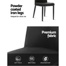 Set of 2 Dining Chairs Replica Kitchen Chair Black Fabric Padded Retro Iron Leg