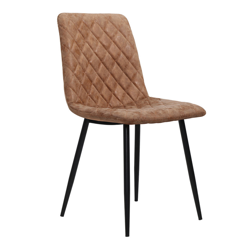 Set of 2 Dining Chairs Replica Kitchen Chair PU Leather Padded Retro Iron Legs