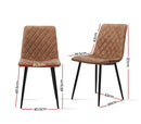 Set of 2 Dining Chairs Replica Kitchen Chair PU Leather Padded Retro Iron Legs