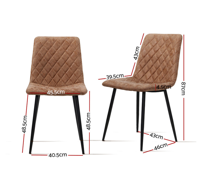 Set of 2 Dining Chairs Replica Kitchen Chair PU Leather Padded Retro Iron Legs