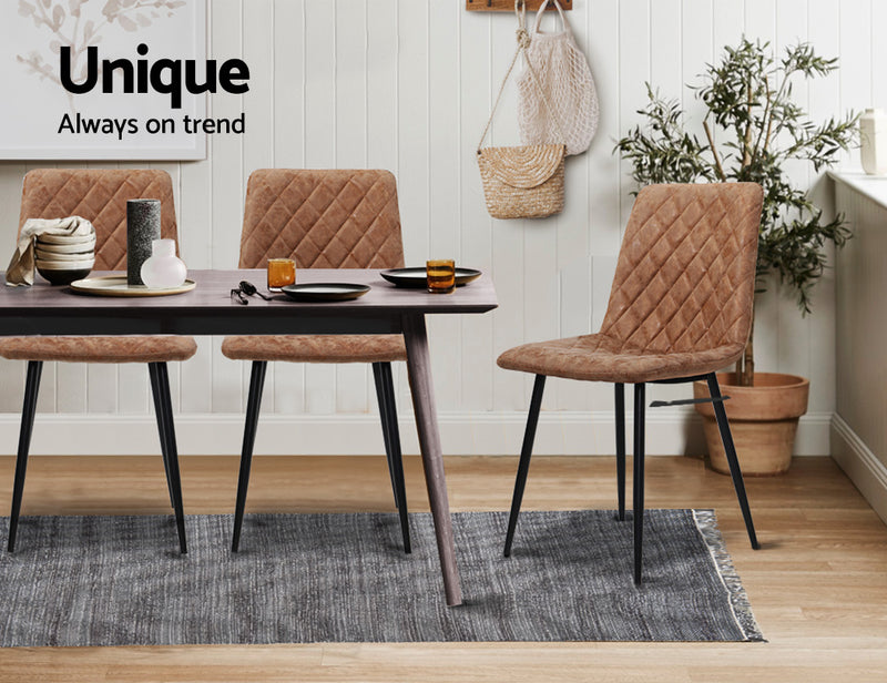 Set of 2 Dining Chairs Replica Kitchen Chair PU Leather Padded Retro Iron Legs