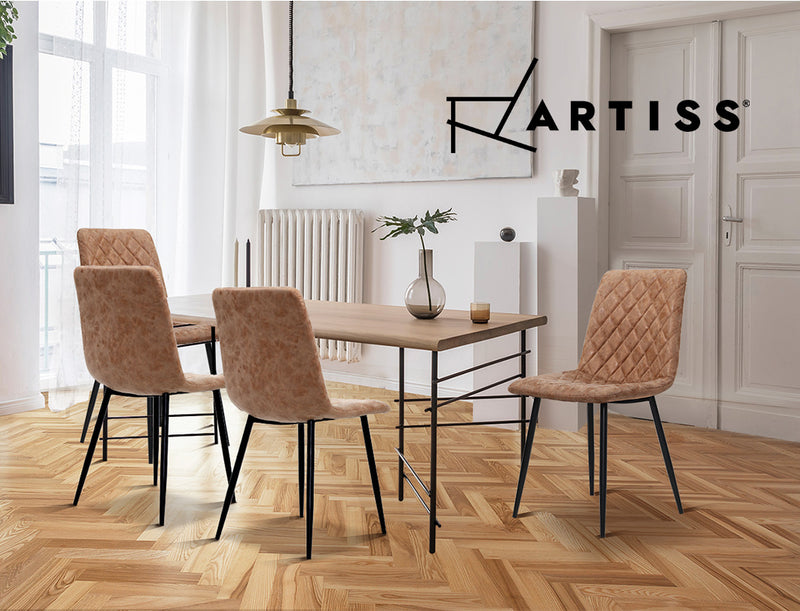 Set of 2 Dining Chairs Replica Kitchen Chair PU Leather Padded Retro Iron Legs