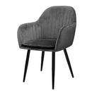 Set of 2 Dining Chairs Retro Chair Metal Legs Replica Armchair Velvet Grey