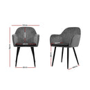 Set of 2 Dining Chairs Retro Chair Metal Legs Replica Armchair Velvet Grey