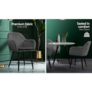 Set of 2 Dining Chairs Retro Chair Metal Legs Replica Armchair Velvet Grey