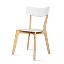 Set of 2 Dining Chairs Kitchen Chair Rubber Wood Cafe Retro White Wooden Seat