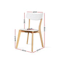 Set of 2 Dining Chairs Kitchen Chair Rubber Wood Cafe Retro White Wooden Seat
