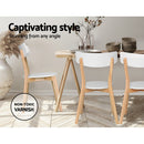 Set of 2 Dining Chairs Kitchen Chair Rubber Wood Cafe Retro White Wooden Seat