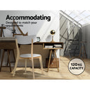 Set of 2 Dining Chairs Kitchen Chair Rubber Wood Cafe Retro White Wooden Seat