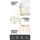 Set of 2 Dining Chairs Kitchen Chair Rubber Wood Cafe Retro White Wooden Seat