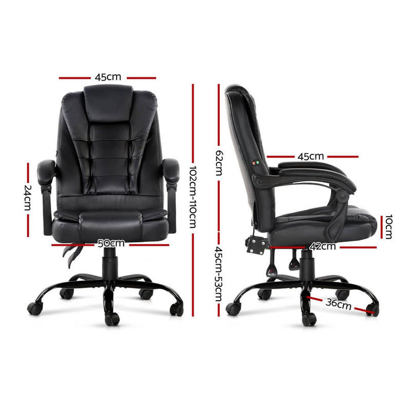 Electric Massage Office Chairs PU Leather Recliner Computer Gaming Seat Black