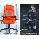 8 Point PU Leather Reclining Massage Chair - Amber