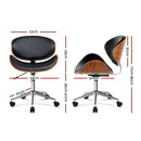 Wooden & PU Leather Office Desk Chair - Black