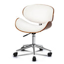 Wooden & PU Leather Office Desk Chair - White