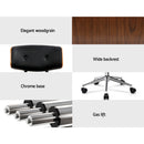 Wooden & PU Leather Office Desk Chair - Black