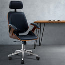 Wooden Office Chair Computer Gaming Chairs Executive Leather Black