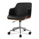 Wooden Office Chair Computer PU Leather Desk Chairs Executive Black Wood
