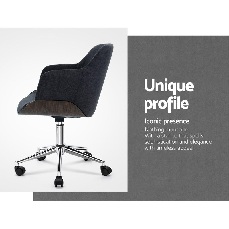 Wooden Office Chair Computer Gaming Chairs Executive Fabric Grey