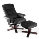 PU Leather Wood Armchair Recliner - Black