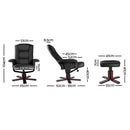 PU Leather Wood Armchair Recliner - Black