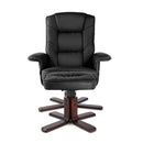 PU Leather Wood Armchair Recliner - Black