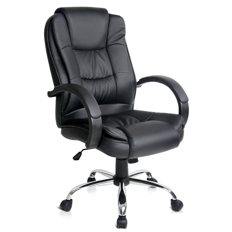 Executive PU Leather Office Desk Computer Chair - Black