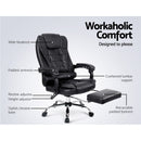 PU Leather Reclining Chair with Footrest - Black