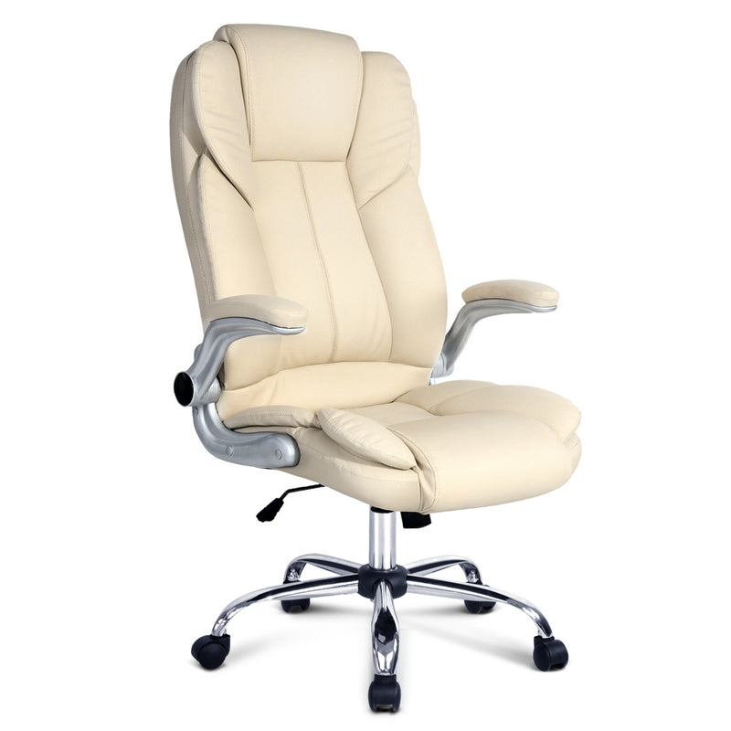 PU Leather Executive Office Desk Chair - Beige
