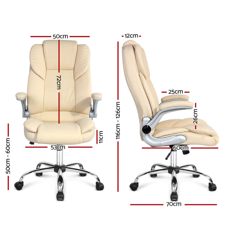 PU Leather Executive Office Desk Chair - Beige
