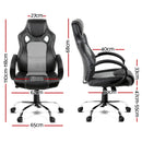 Racing Style PU Leather Office Desk Chair - Grey