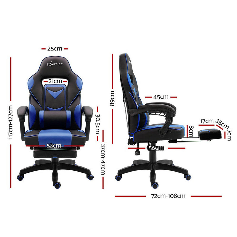 Office Chair Computer Desk Gaming Chair Study Home Work Recliner Black Blue