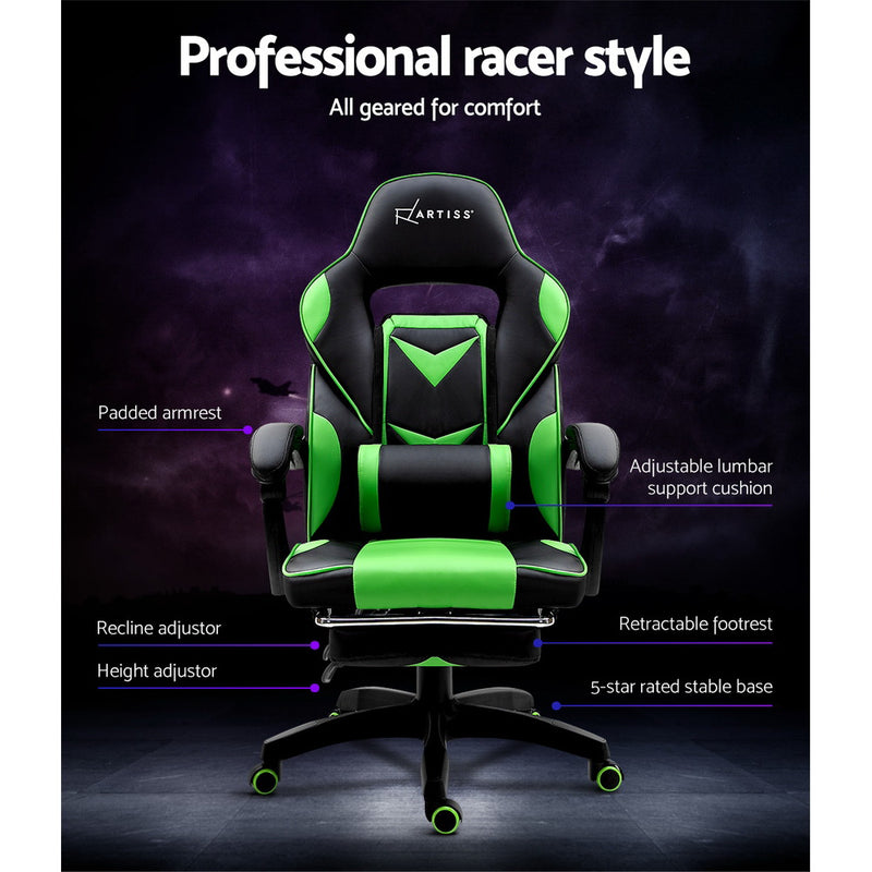 Office Chair Computer Desk Gaming Chair Study Home Work Recliner Black Green