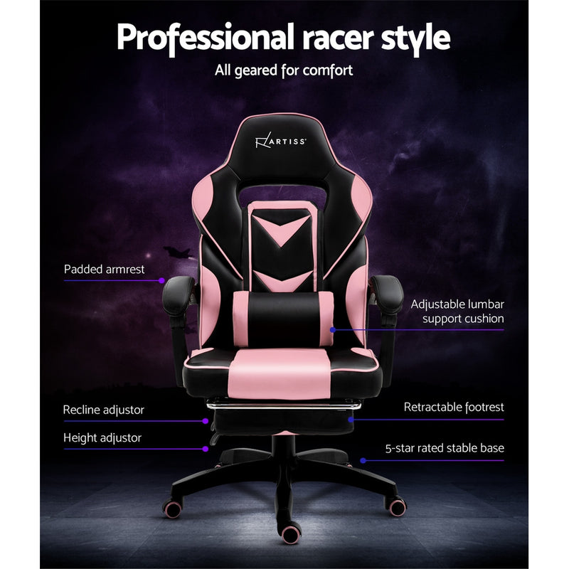 Office Chair Computer Desk Gaming Chair Study Home Work Recliner Black Pink