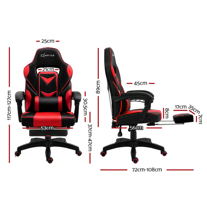 Office Chair Computer Desk Gaming Chair Study Home Work Recliner Black Red