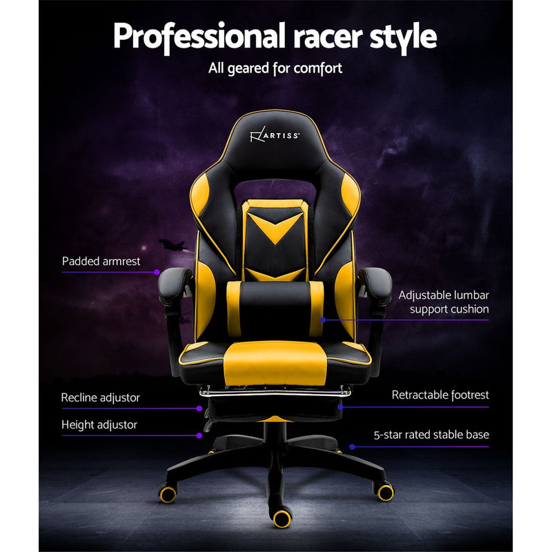 Office Chair Computer Desk Gaming Chair Study Home Work Recliner Black Yellow