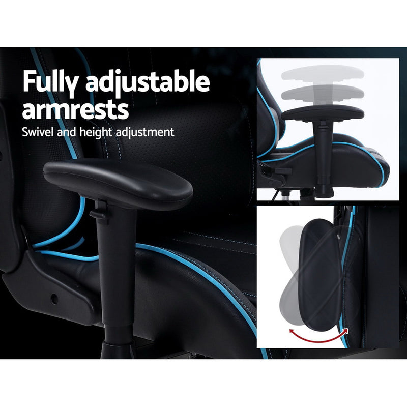Gaming Office Chair Computer Chairs Leather Seat Racing Racer Recliner Meeting Chair Black Blue