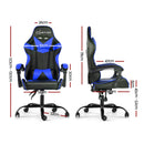 Gaming Office Chairs Computer Seating Racing Recliner Racer Black Blue