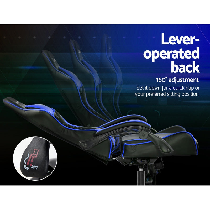 Gaming Office Chairs Computer Seating Racing Recliner Racer Black Blue