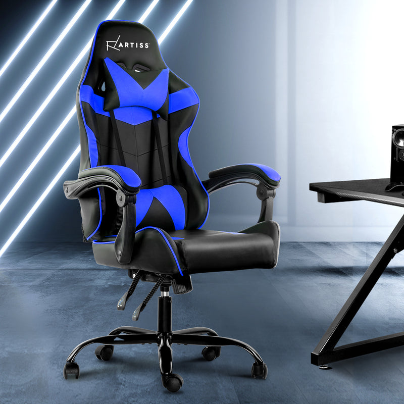 Gaming Office Chairs Computer Seating Racing Recliner Racer Black Blue