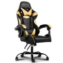 Office Chair Gaming Chair Computer Chairs Recliner PU Leather Seat Armrest Black Golden